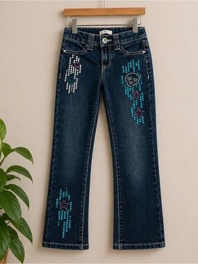 Girls PIPER Rhinestone & Sequins Size 7 Denim Jeans